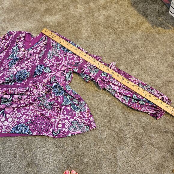 Style & Co Boho Purple Floral Flower Tunic Top 100% Nylon Size Medium M - Picture 10 of 10